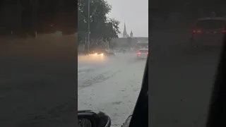 Extremes Hagelunwetter verstopfen Straßen bei Worms #unwetter #gewitter  #hagel  #worms #floods