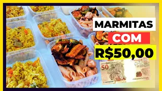 MARMITAS DA SEMANA COM R$50,00 | 13 marmitas para duas pessoas #marmitascongeladas #congelamento