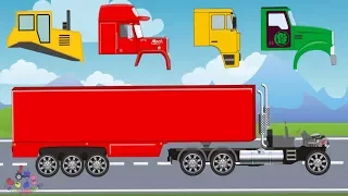 Street vehicles with wrong head - tow truck, dump truck & construction bulldozer