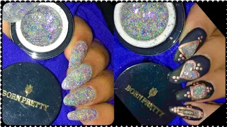 Come See me Swatch BORN PRETTY GLITTER SEQUINS GEL GLOW IN DARK | Negative Space Nail Art | Review