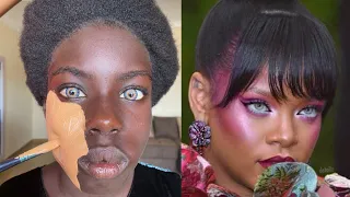 Black Girl 😳 👉 Tries Rihanna 😱 Hair & Makeup Transformation  💉🔥