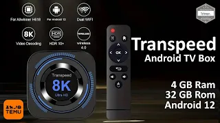 TRANSPEED 8K618T Android TV Box - 4GB Ram & 32GB Rom - Android12 - Allwinner H618 - TEMU - Unboxing