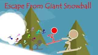 marble race :  Escape From Giant Snowball  -  Survival Marble Race in Algodoo