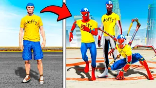 Jeffy Becomes EVERY SPIDERMAN in GTA 5!