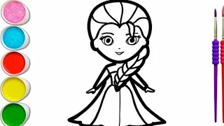Cute princess drawing step by step painting and coloring for kids and toddlers