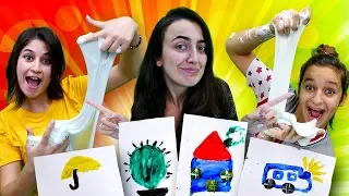 Slime kim yapacak? Ayşe VS Asu Ela parmakla boya Challenge! Eğlenceli video
