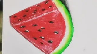 How to a draw watermelon🍉🍉 slice drawing ll oil pastels colours drawing ll step by step