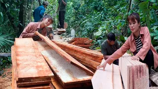 single mother logging wood to build a house - harvesting sugar cane to sell at the market