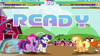 Mugen battle Twilight Sparkle Pinkie Pie and Rainbow Dash vs Applejack Darwin and Rarity