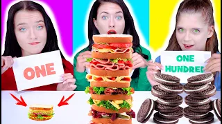 ASMR ONE, THREE OR ONE HUNDRED LAYERS OF FOOD CHALLENGE | Mukbang By LiLiBu