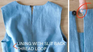 ✅ How To Sew Lining With Slit Back / Make Thread Chain Button Loop / Thuy Sewing