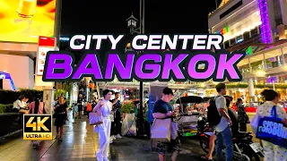 Central wOrld and Ratchadamri road night virtual walking tour - no comments real life experience 4k