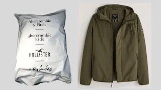 Unboxing Abercrombie & Fitch traveler windbreaker 96 hours collection men in olive green test xxl