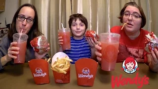 Wendy's Burgers, Fries And Strawberry Lemonade | Gay Family Mukbang (먹방) - Eating Show