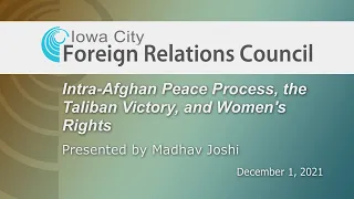 ICFRC: Intra-Afghan Peace Process, the Taliban Victory, and Women's Rights