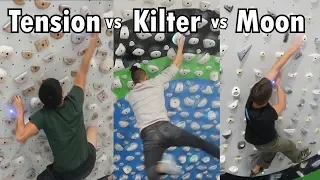 Climbing Training Board Comparison: Moon vs. Kilter vs. Tension - Which One Is Harder?