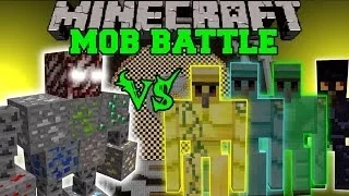 ORE BOSS VS DIAMOND GOLEM, EMERALD GOLEM, & OBSIDIAN GOLEM - Minecraft Mob Battles - Mods