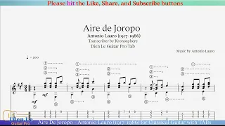 Aire De Joropo - Antonio Lauro (1917-1986) for Classical Guitar with TABs