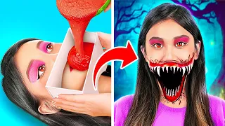 IDE MAKEUP DAN KOSTUM HALLOWEEN || Kiat dan Prank Transformasi Makeup Spesial Efek oleh 123 GO! Like