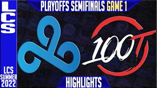 C9 vs 100 Highlights Game 1 | LCS Playoffs Semifinals Summer 2022 | Cloud9 vs 100 thieves G1
