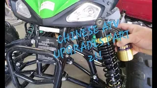 Chinese atv upgrades part 2!  new front shocks installed!