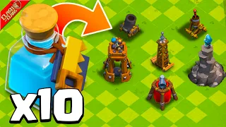 Upgrading Level 1 Defenses with 10 Builder Potions! - Clash of Clans