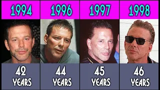 Mickey Rourke  evolution from 1981 to 2023.