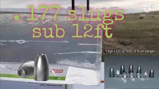 sub 12ft slug testing into clear ballistic gel.