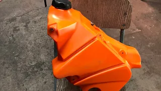 The easiest way to restore a plastic dirt bike gas tank (only 1 tool needed)