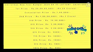 24.1.24 Christmas New Year Bumper 2023-2024 BR 95 Kerala Jackpot Lottery Tickets Rs.400 per ticket