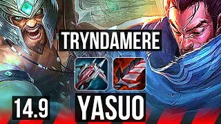 TRYNDAMERE vs YASUO (TOP) | Quadra, 6 solo kills, 18/3/2, Legendary, 38k DMG | BR Diamond | 14.9