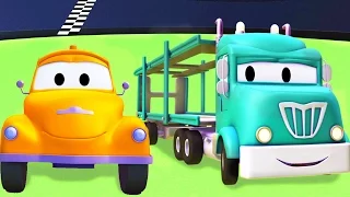 Odtahový vůz Tom a tyrák | Animák z prostředí staveniště s auty a nákladními vozy (pro děti)