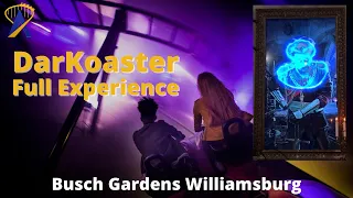 Full DarKoaster Experience: Queue and Front Row POV at Busch Gardens Williamsburg