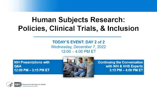 Human Subjects Research Policies, Clinical Trials, and Inclusion Day 2