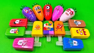 Picking Numberblocks, Colourblocks with Rainbow CLAY in Ice Cream,    Coloring! Satisfying ASMR Vide