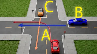 Which CAR Should PASS The Intersection FIRST? USA Road Rules