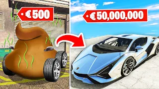 500 EURO AUTO vs 50,000,000 EURO SUPERCAR In GTA 5! (Mods)