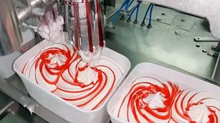 Ice Cream Filling Machines Inside The Ice Cream Production Factory