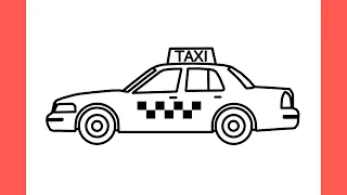 How to draw a TAXI step by step / drawing taxi car easy / draw ford crown victoria taxi car