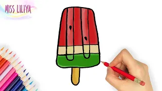 Як намалювати МОРОЗИВО-КАВУН | Малювання та розмальовка | How to draw an Ice Cream