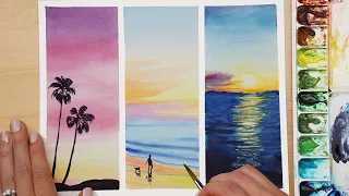 3 Easy Sunset Watercolor Painting Ideas for Beginners