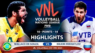 Brazil vs Russia | VNL 2021 | Highlights | Wallace De Souza vs Maxim Mikhaylov