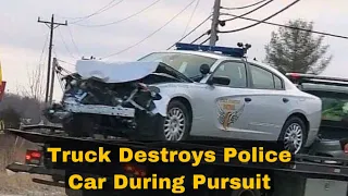 Police Car Destroyed During Pursuit