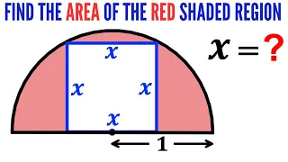 Find the area of the Red shaded region? | (Square in a semicircle) | #math #maths | #geometry