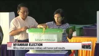 Myanmar army chief promises military will honor election results   미얀마 총선 종료...군