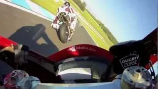 Donington Ducati 848 full practice session on track motorcycle motorbike circuit Mike Spike Edwards