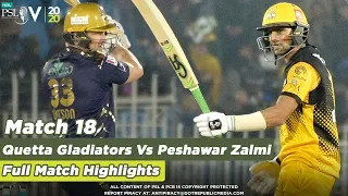 Peshawar Zalmi Vs Quetta Gladiators | Full Match Highlights | Match 18 | HBL PSL 5 | 2020|MB1