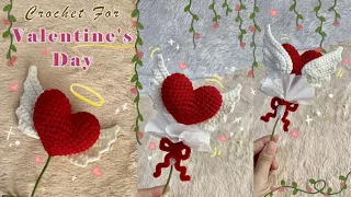 CROCHET VALENTINE : Crochet Heart with Wings Tutorial 🎁💖 Crochet Gift Ideas for Valentine's Day