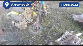 Ukrainian soldiers use M224 60mm LWCMS mortars in combat in Artemovsk 🇷🇺🏹🇺🇦