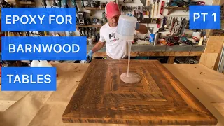 How to pour epoxy on a barnwood table and get a satin finish PART 1